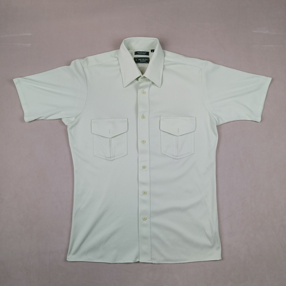 Van Heusen Splendor Medium Mens Shirt Lime‎ Green 20x27 Vintage Has Defects